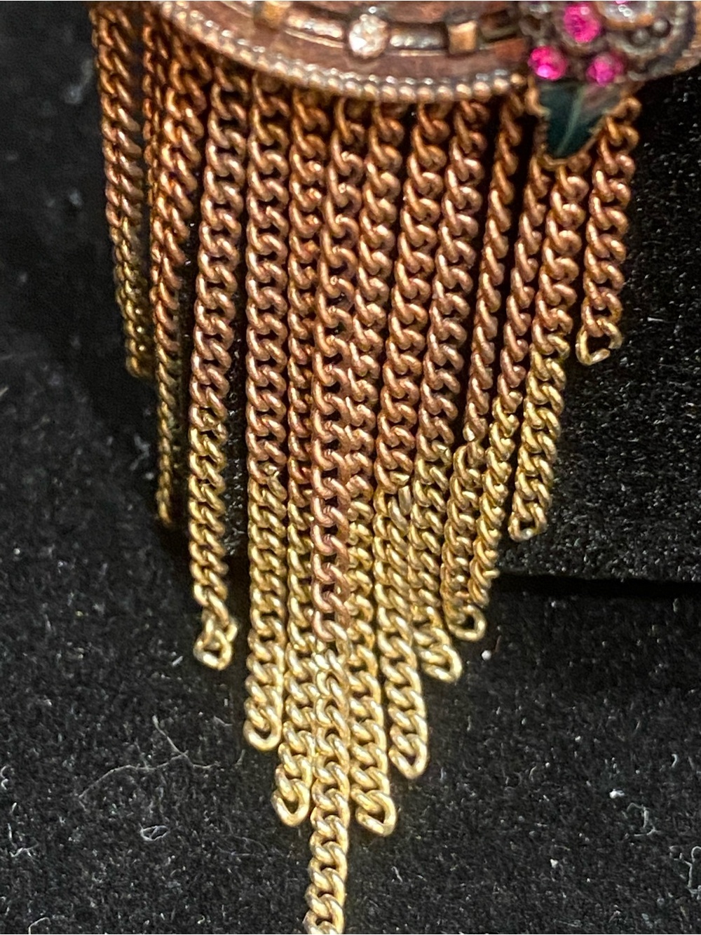 Source Unknown Gold-Tone Fringe Chain Drop Earrings with Pink Accent